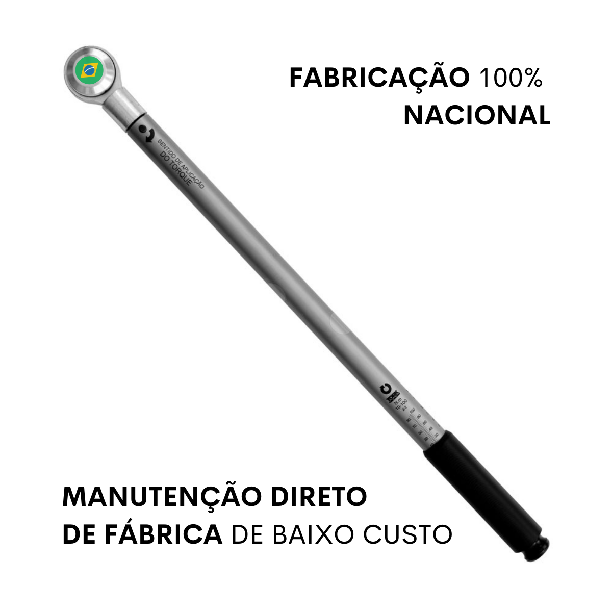 Torquímetro Estalo 10 a 100 N.m 1/2" com Laudo Rastreado RBC