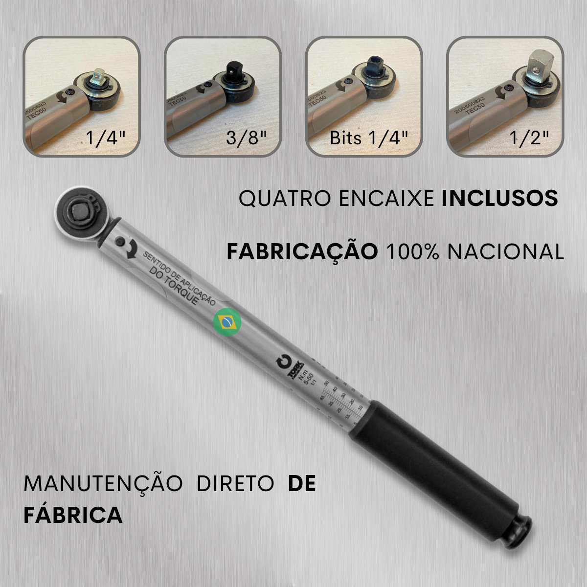 Torquímetro Estalo 2 a 25 N.m 3/8" com Laudo Rastreado RBC
