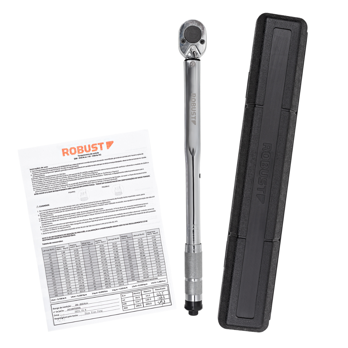 Torquímetro Estalo 28 a 210 N.m 1/2" com Laudo Rastreado RBC