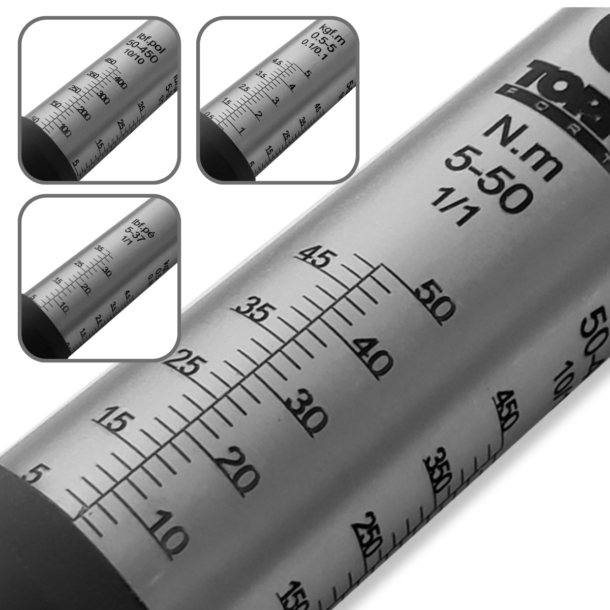 Torquímetro Estalo 5 a 50 N.m cabeça fixa 1/2" com Laudo Rastreado RBC