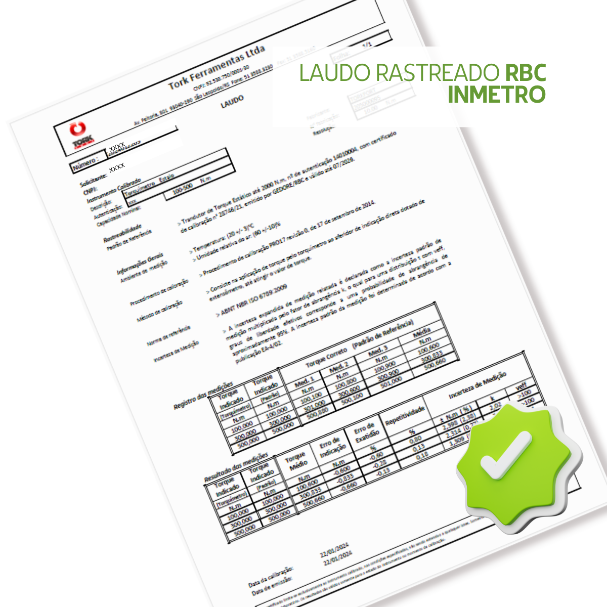 Torquímetro Estalo 28 a 210 N.m 1/2" com Laudo Rastreado RBC