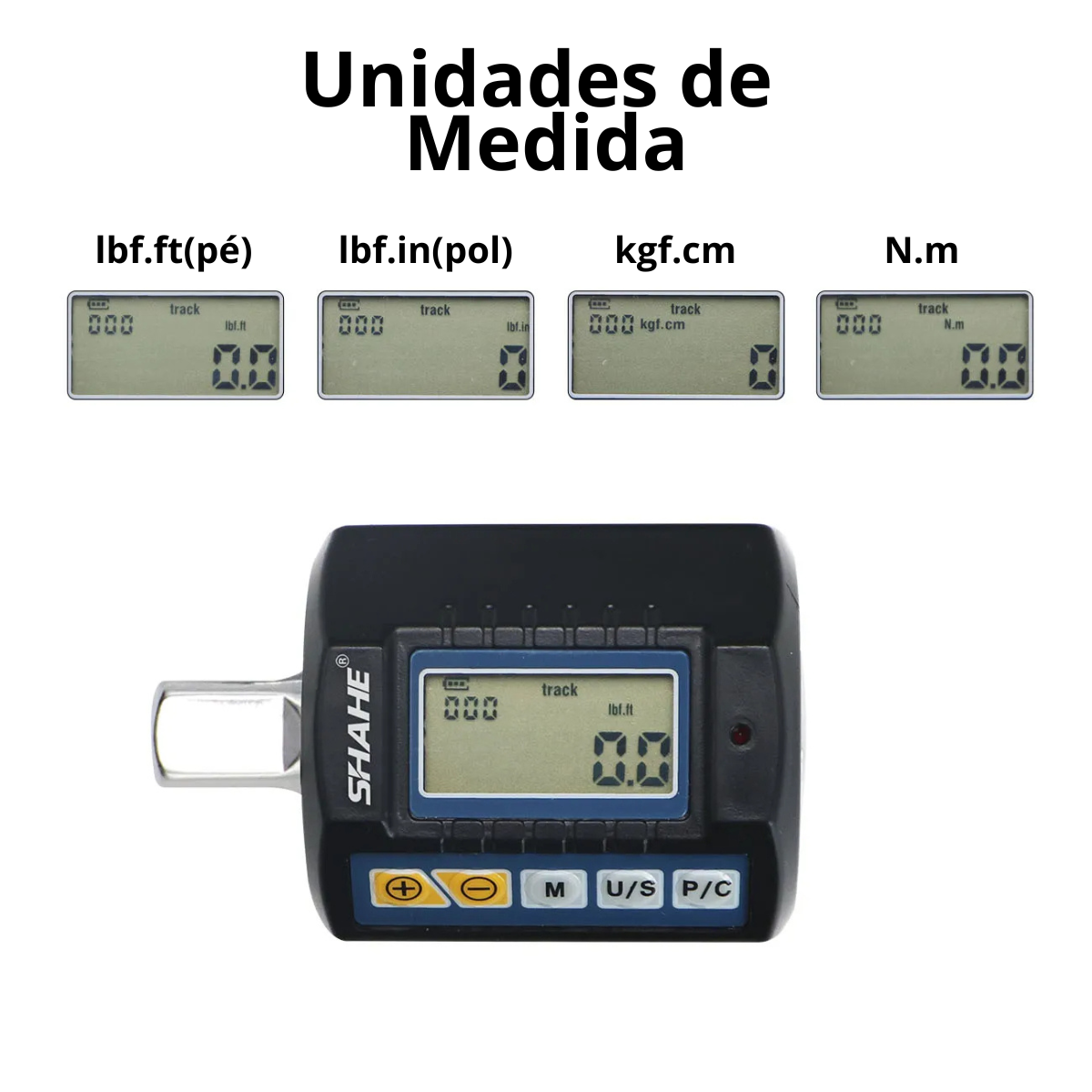 Adaptador de Torque Digital 10 a 340 N.m 1/2" + Adaptadores