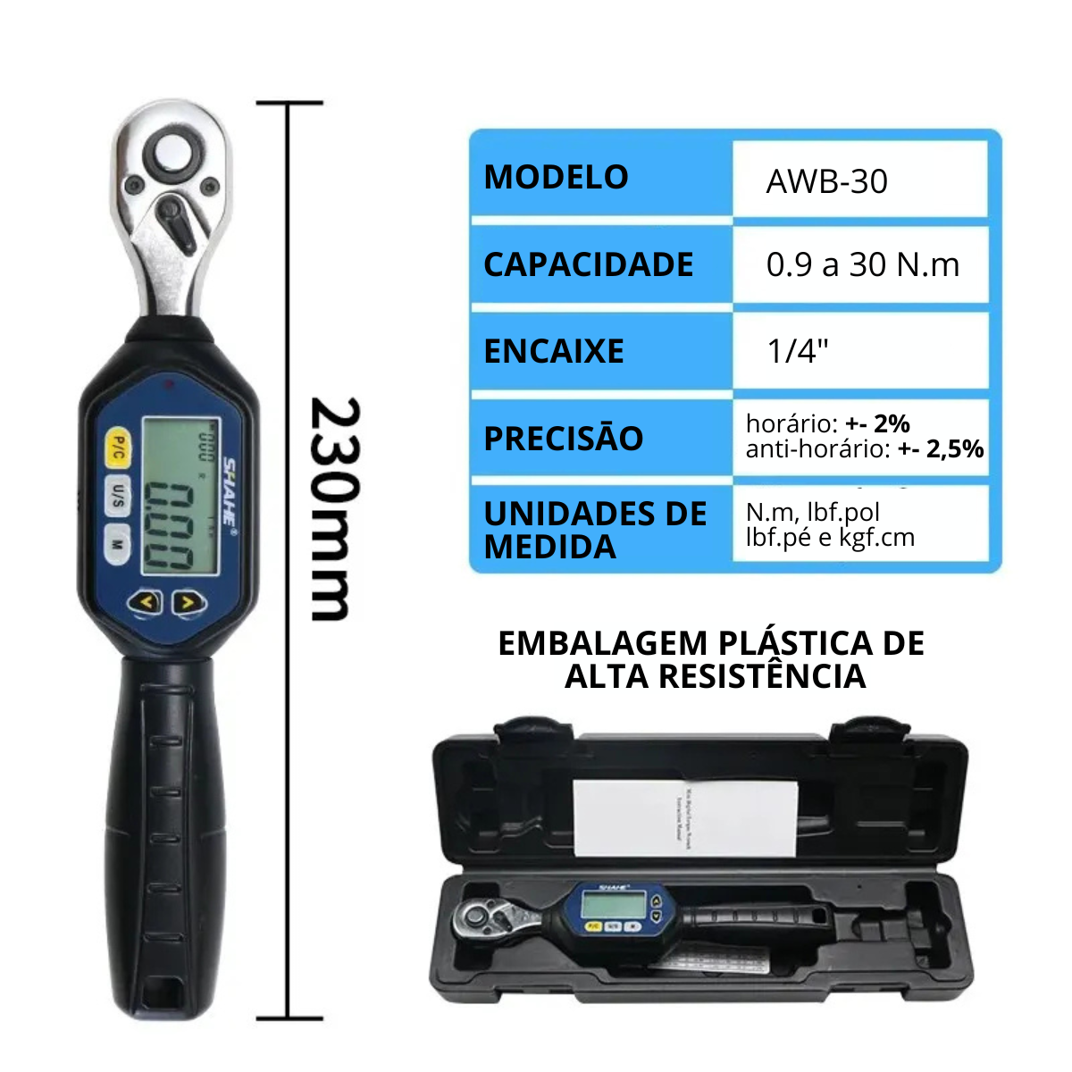 Torquímetro Digital 0,3 a 10 N.m com Laudo Rastreado RBC