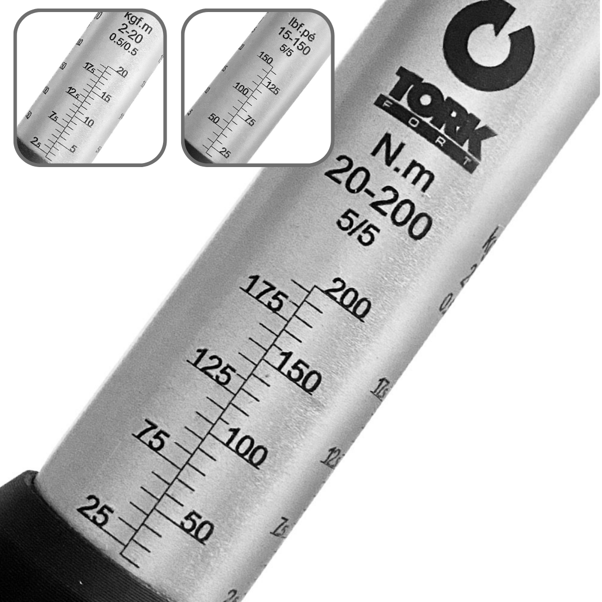 Torquímetro Estalo Intercambiável 20 a 200 N.m 14x18mm com Laudo RBC