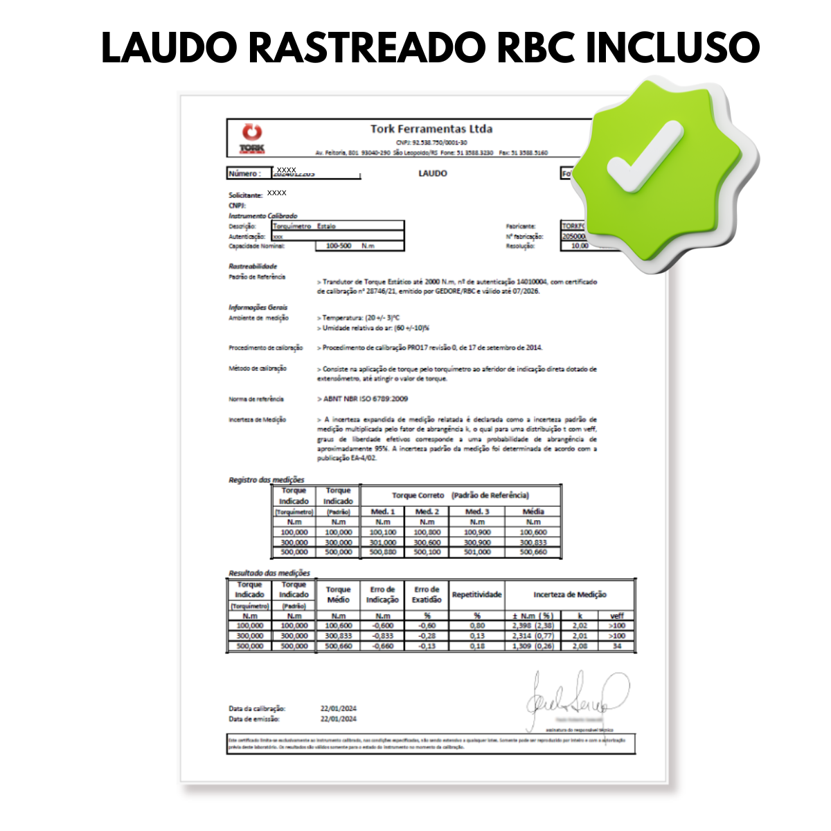 Torquímetro Estalo 5 a 50 N.m cabeça fixa 1/2" com Laudo Rastreado RBC