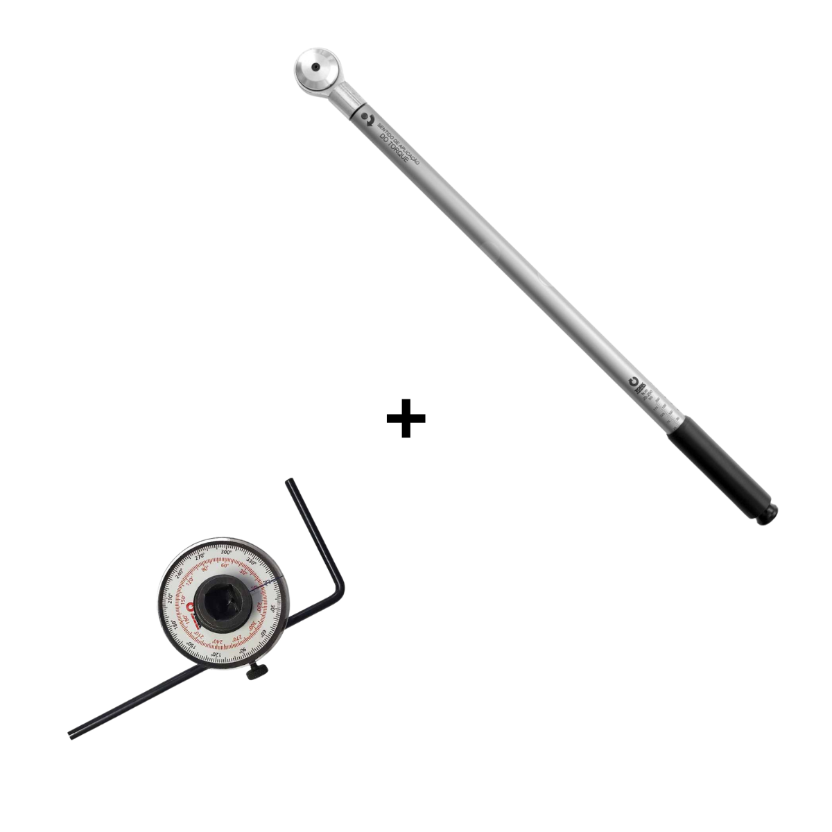 Torquímetro Estalo 10 a 100 N.m 1/2" com Laudo Rastreado RBC + Medidor Angular de Torque