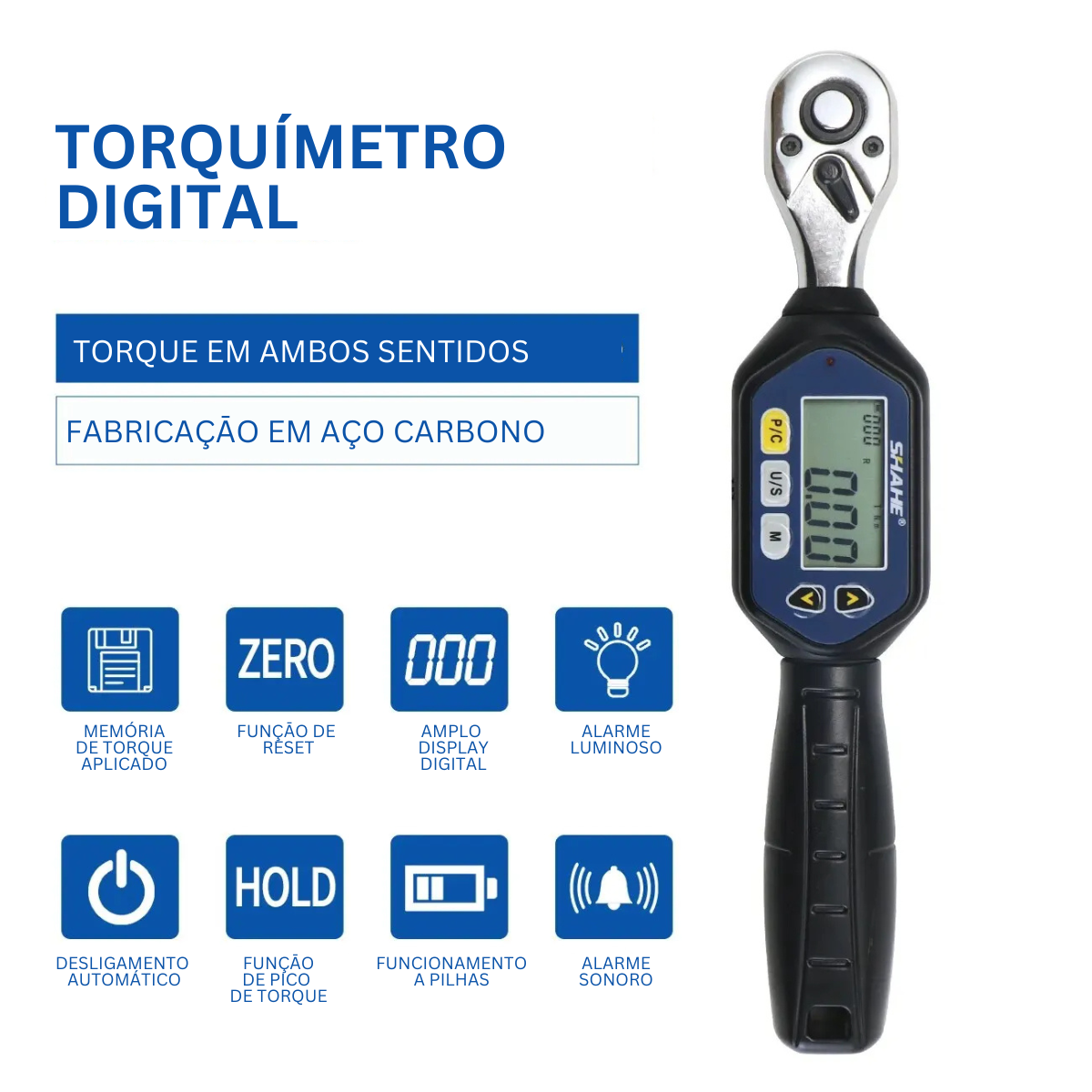 Torquímetros Digitais 0,3 a 100 N.m com Laudo Rastreado RBC Shahe